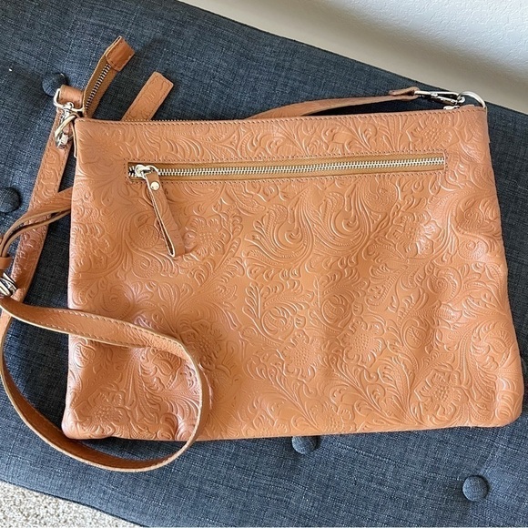Western Embossed Italian Leather Crossbody Bag Purse Made In Italy - Picture 2 of 14